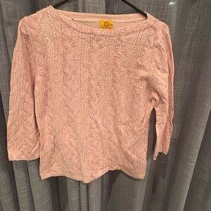 Vintage ladies sparkle, sequins Ruby Rd. Soft Pink Knit Top Y2K knit top shirt